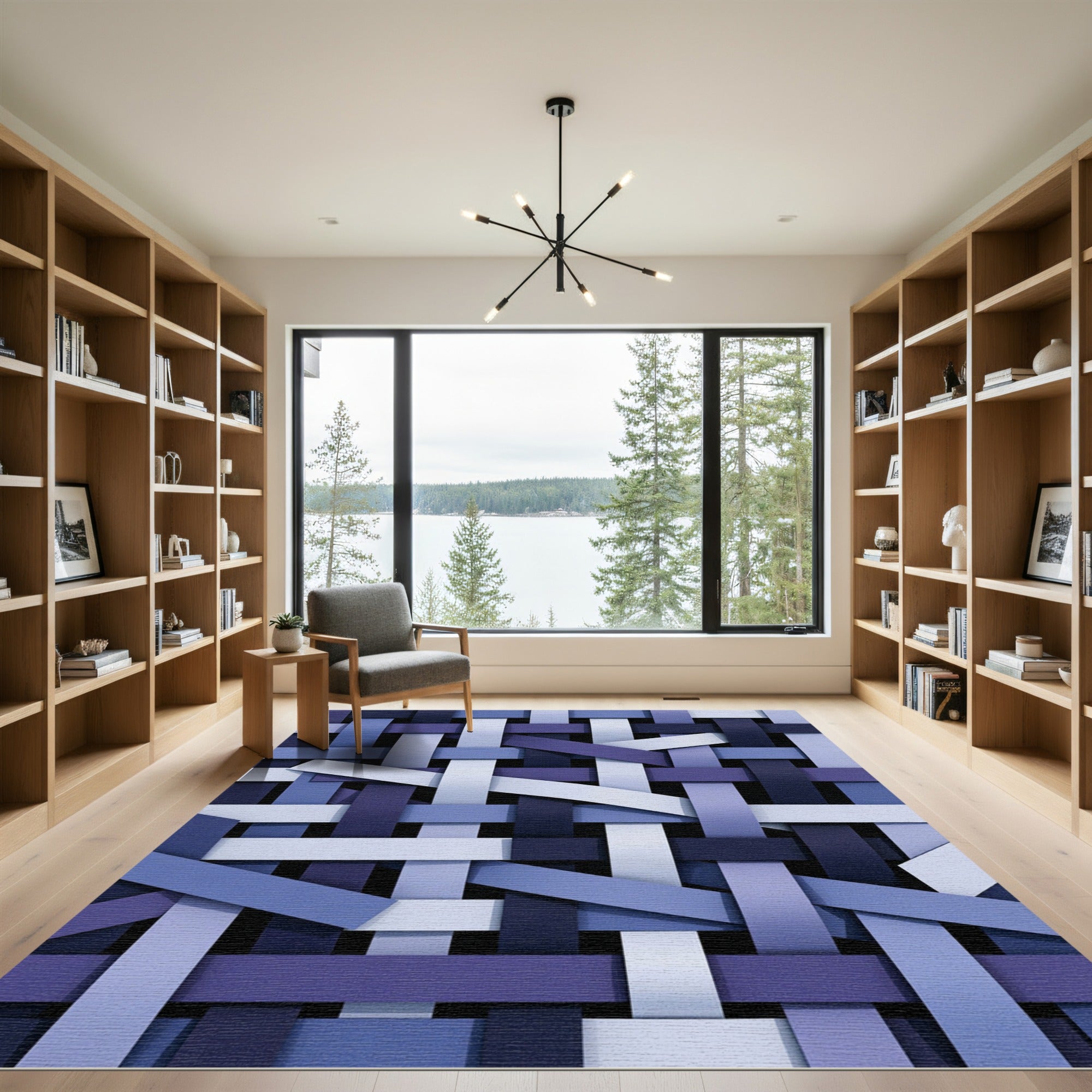 Woven Indigo Stripes Texture Rug