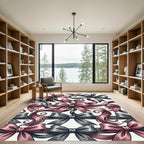 Pink Gray Bow Arrangement Rug