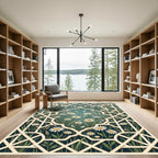 Teal Meadow Daisy Lattice Trellis Rug