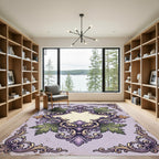 Ornate Lavender Acanthus Scroll Medallion Rug