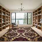 Vintage Burgundy Floral Damask Rug