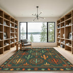 Southwestern Sunset Cactus Green Area Rug
