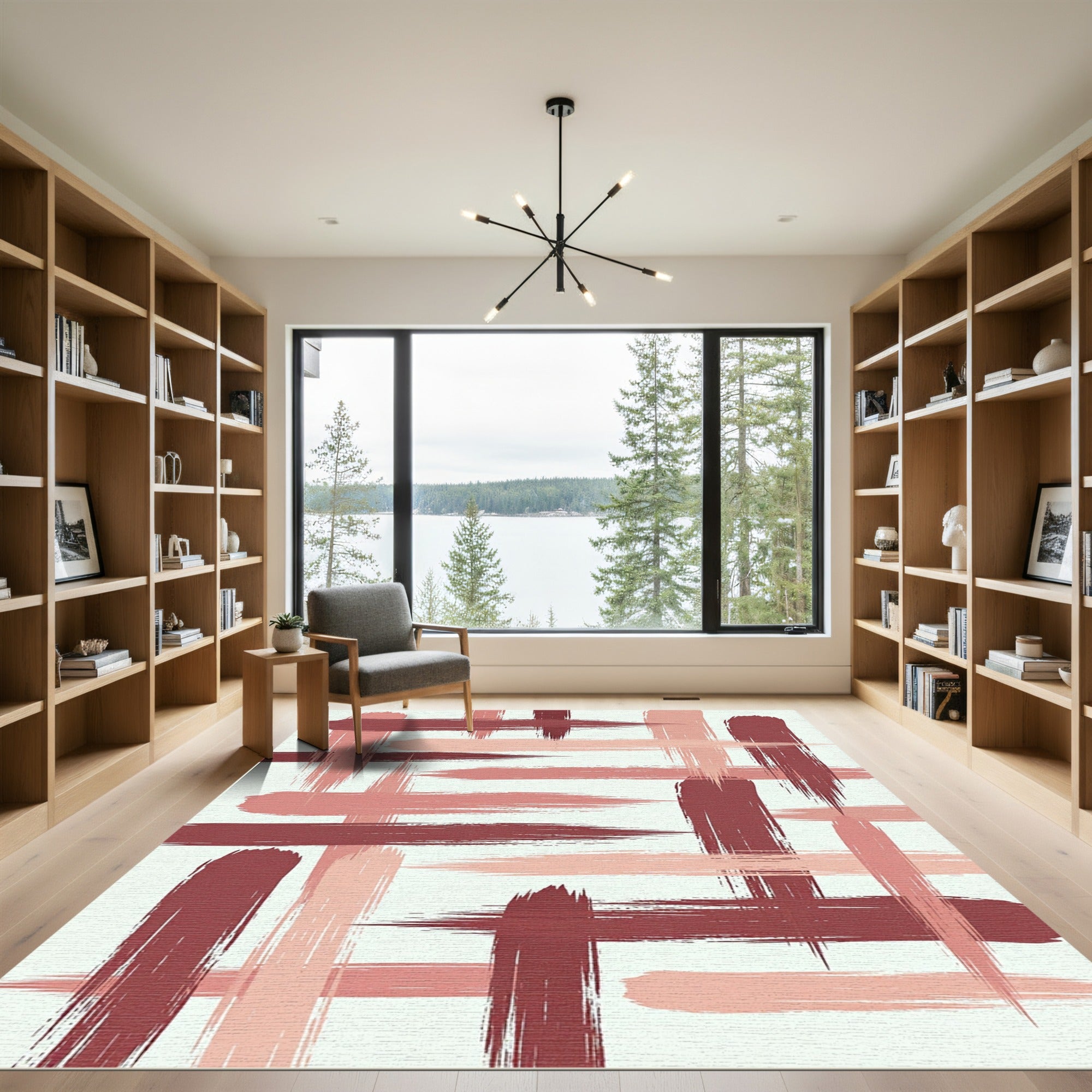 Modern Pink Brush Stroke Texture Rug