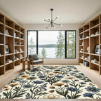 Vintage Blue and Golden Meadow Flora Rug