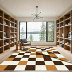 Geometric Earth Tone Checkered Abstract Rug