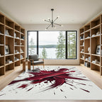 Deep Crimson Abstract Brushstroke Art Rug