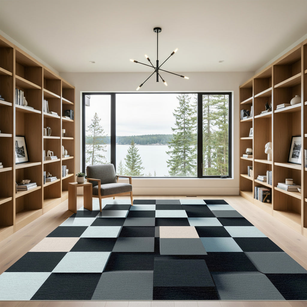 Monochrome 3D Cube Grid Rug