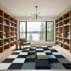 Monochrome 3D Cube Grid Rug