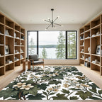 Elegant Sage and Cream Botanical Vine Rug