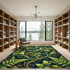 Lush Jade Fern and Vine Botanical Rug