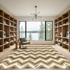 Neutral Chevron Earthy Layered Zigzag Rug