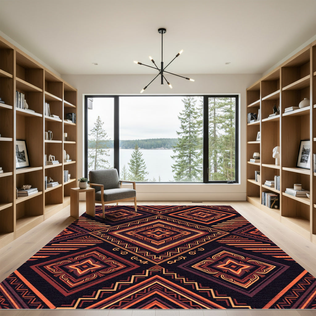 Geometric Amber Sunset Diamond Art Rug