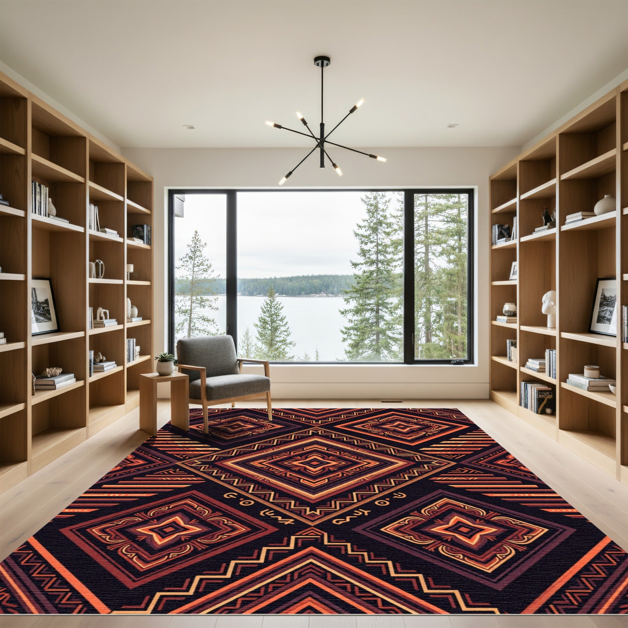 Geometric Amber Sunset Diamond Art Rug