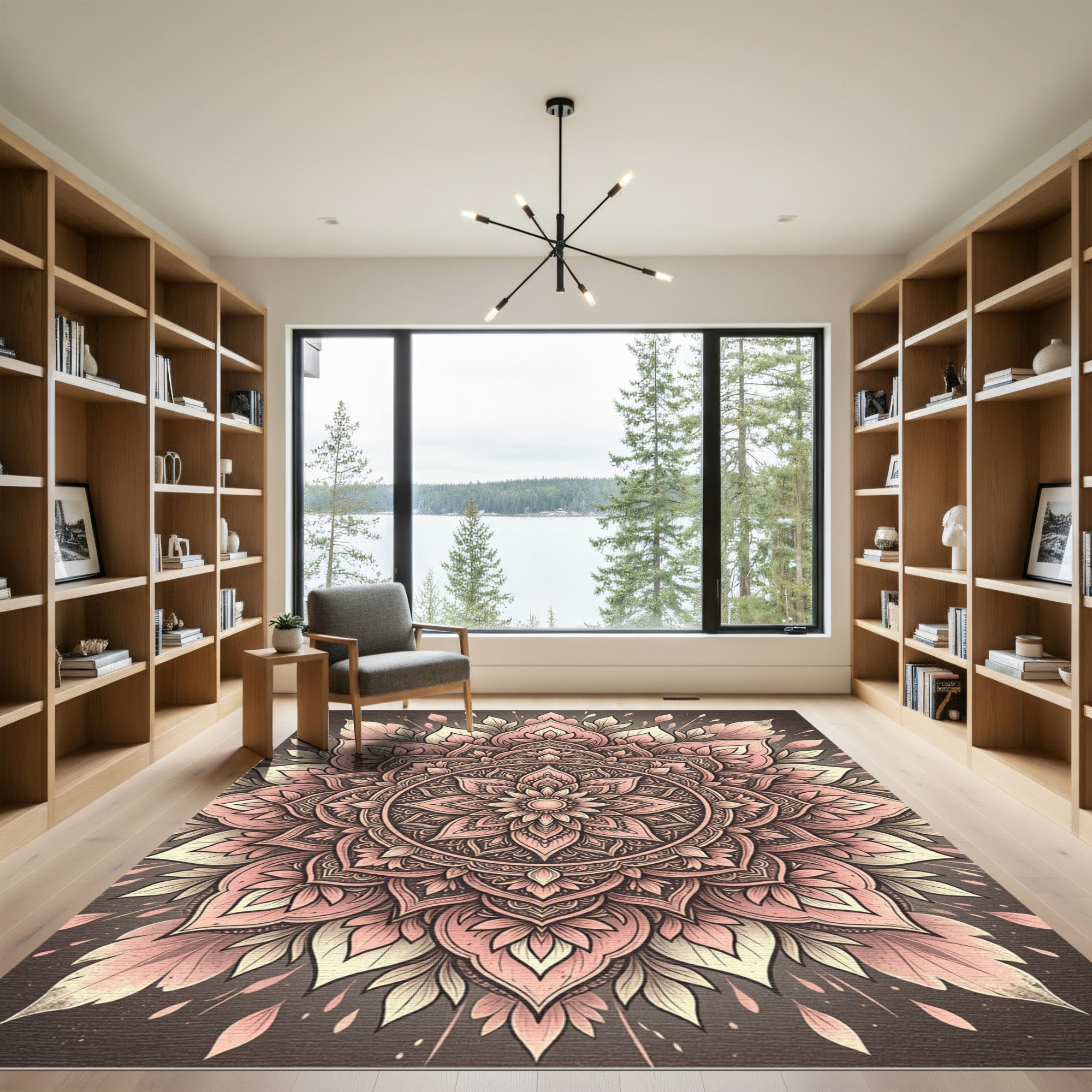 Blushing Pink Floral Petal Mandala Rug