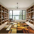 Metallic Gold Geometric Abstract Blocked Texture Rug