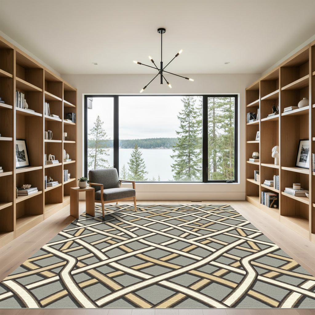 Modern Geometric Interlaced Lattice Rug