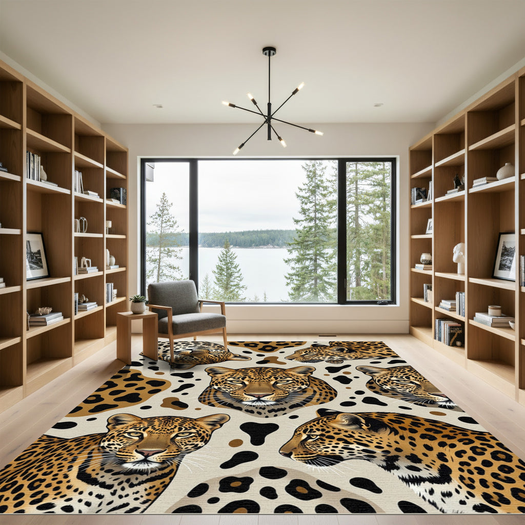 Safari Leopard Spot Animal Face Rug