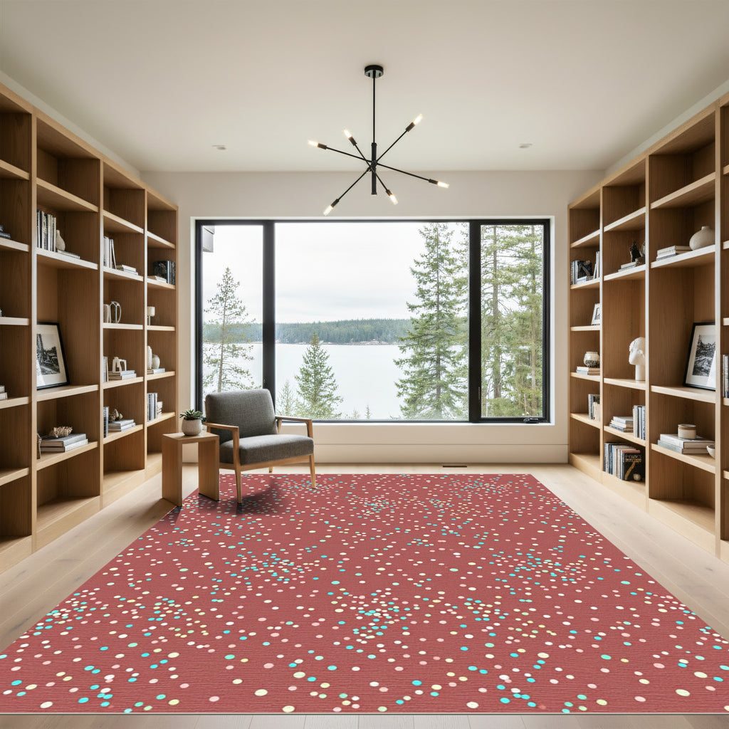 Terracotta Dots Scattered Confetti Arrangement Rug