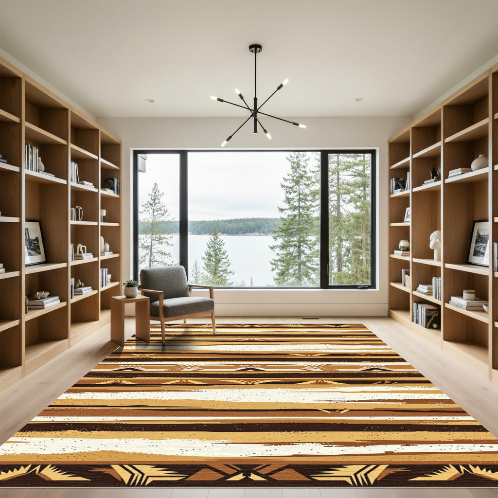 Earthy Geometric Stripe Textured Rug