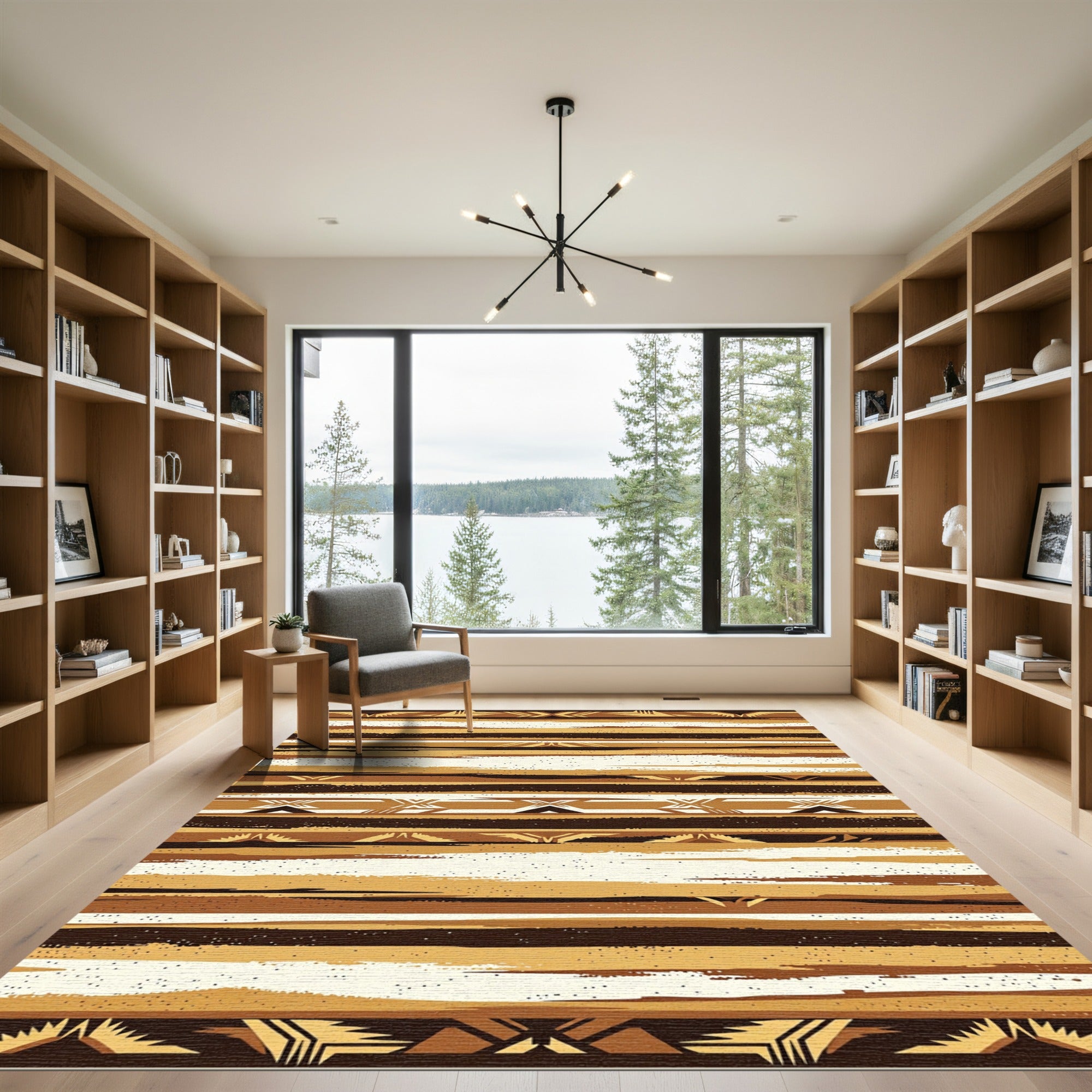 Earthy Geometric Stripe Textured Rug