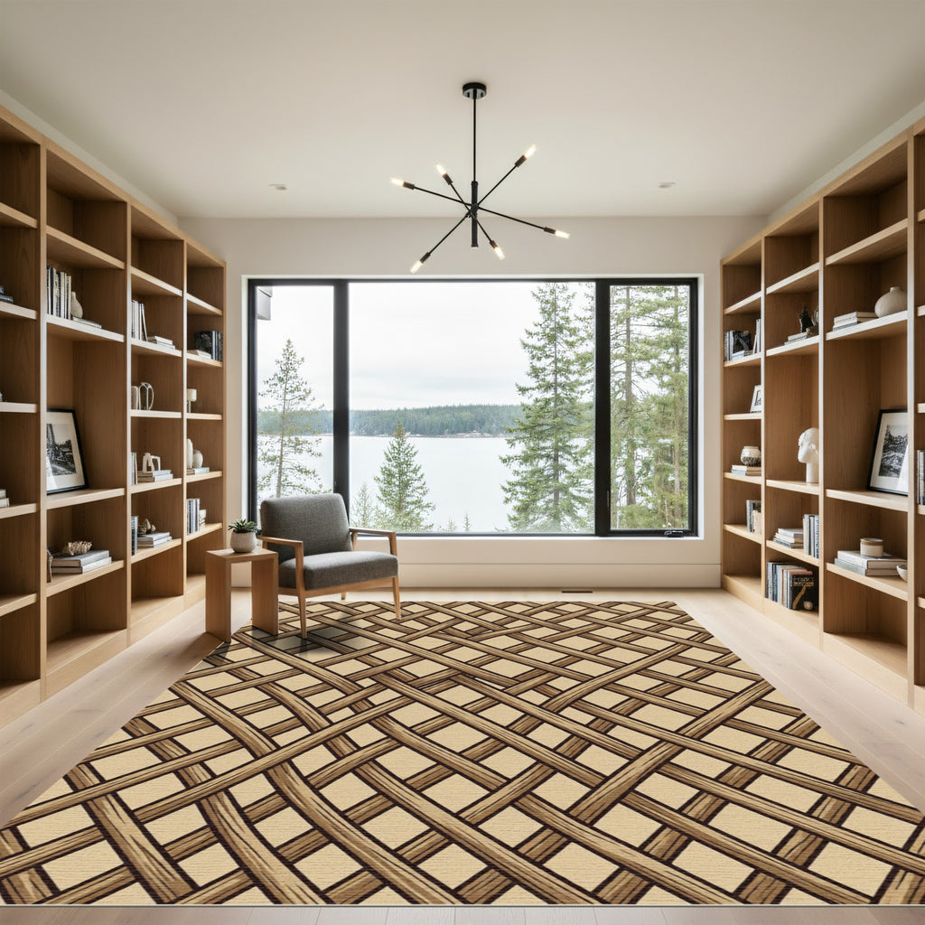 Natural Woven Cane Lattice Texture Rug