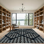 Monochromatic Houndstooth Geometric Overlay Rug
