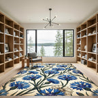 Vibrant Blue Cornflower Garden Pattern Rug