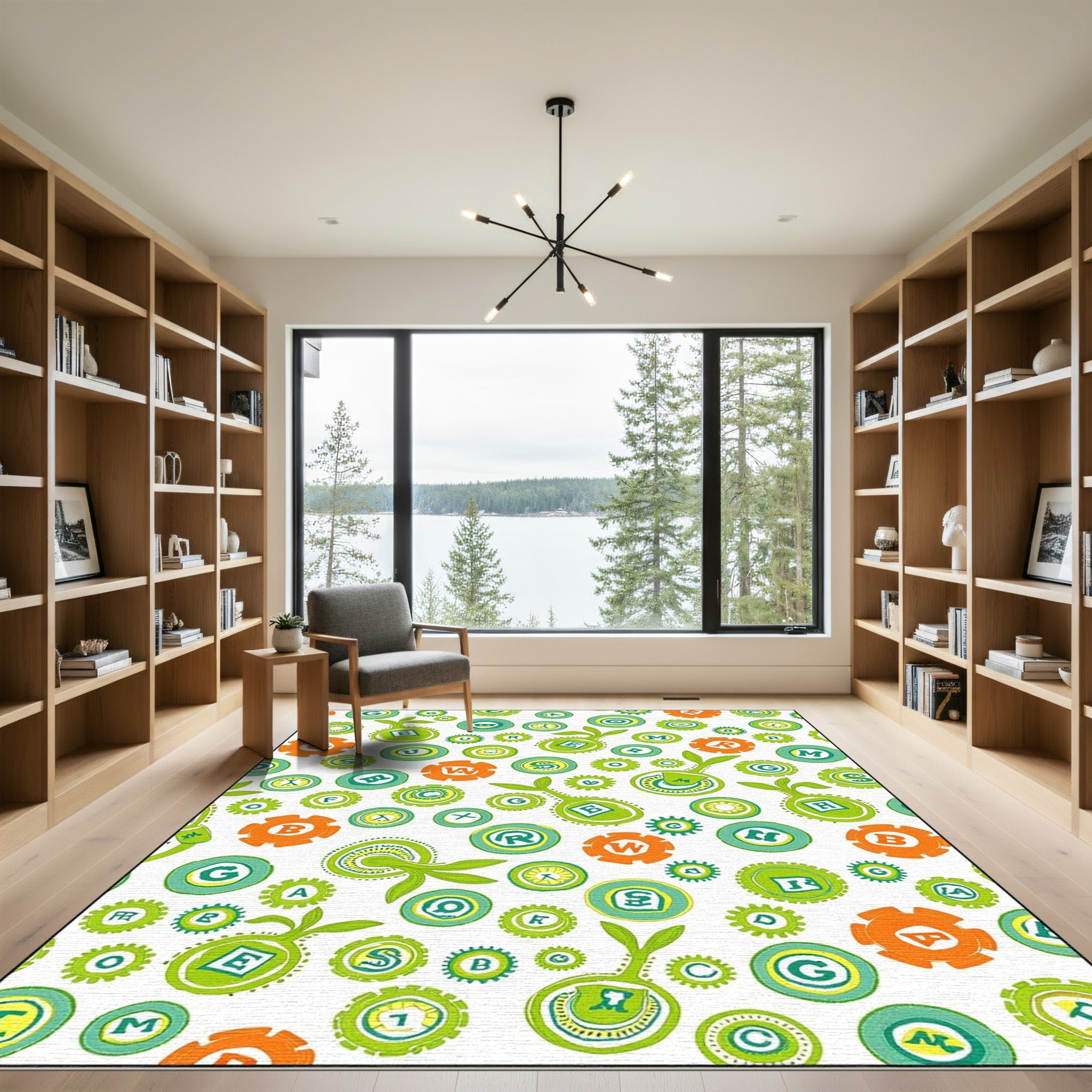 Whimsical Letter Sprouts Garden Rug