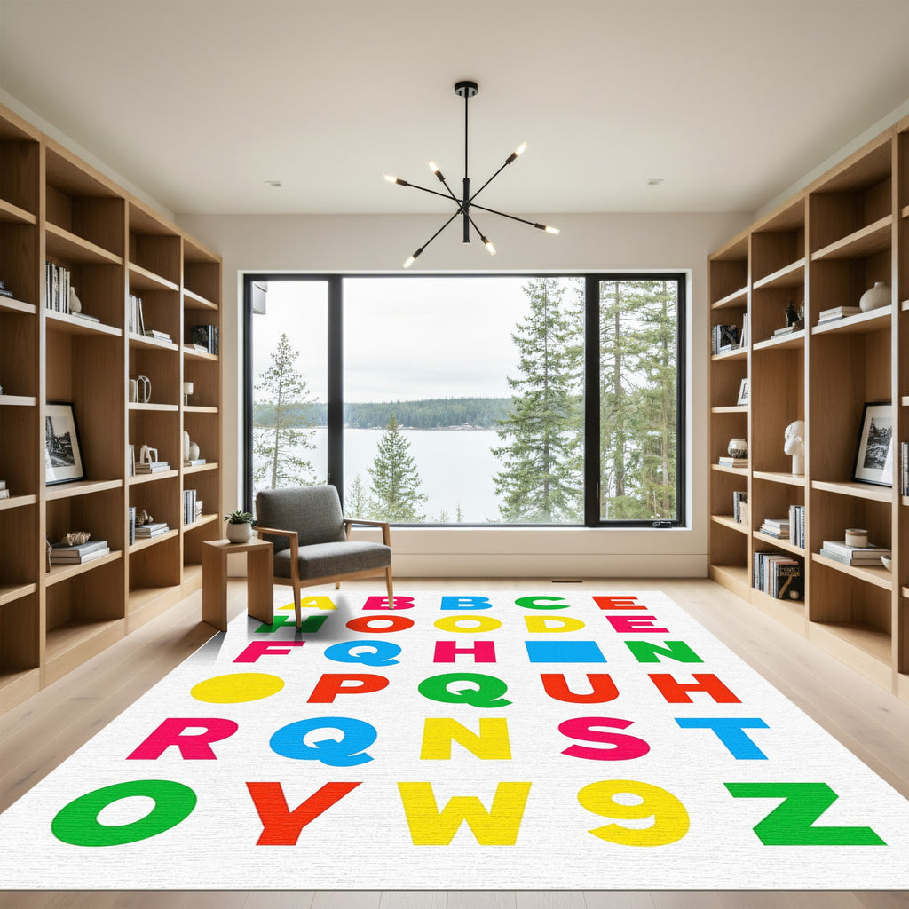 Bright Primary Alphabet Grid Rug