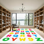 Bright Primary Alphabet Grid Rug
