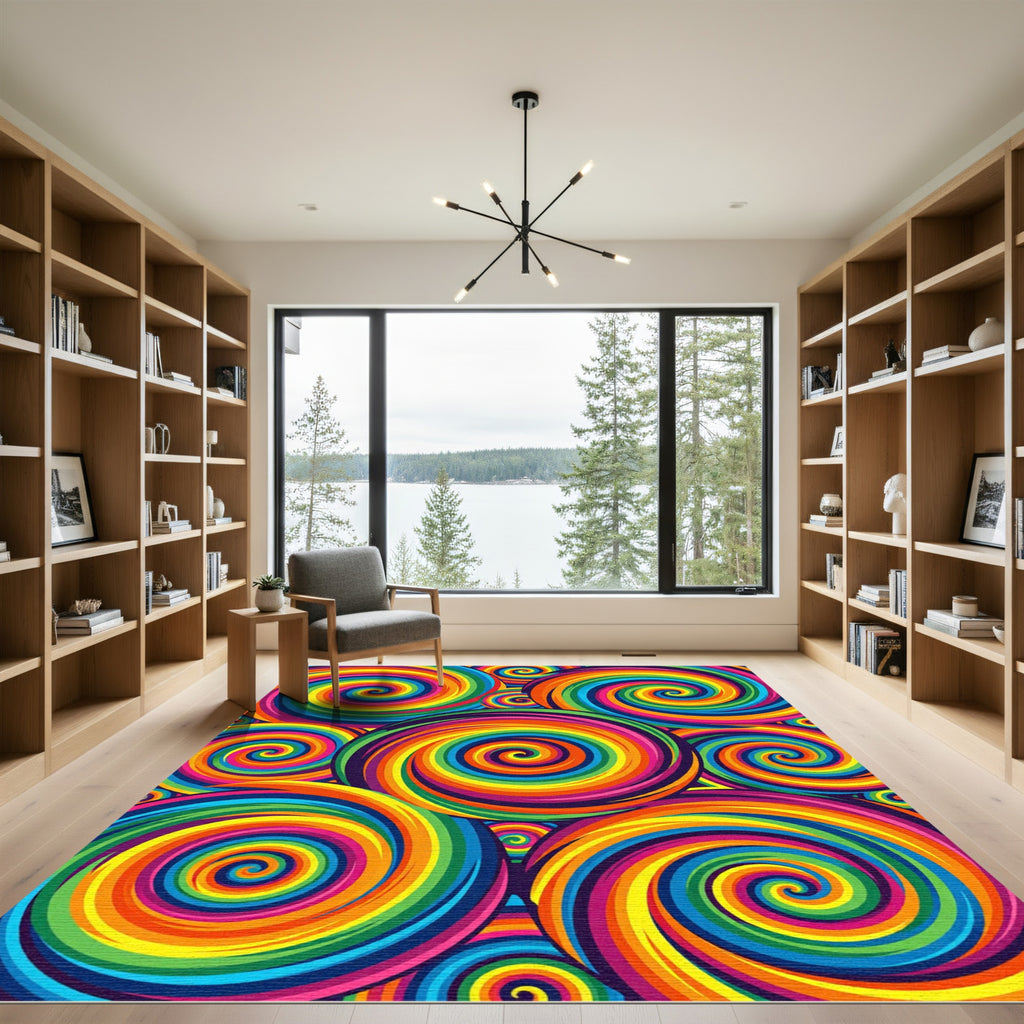 Vibrant Multi Color Radiant Swirl Rug