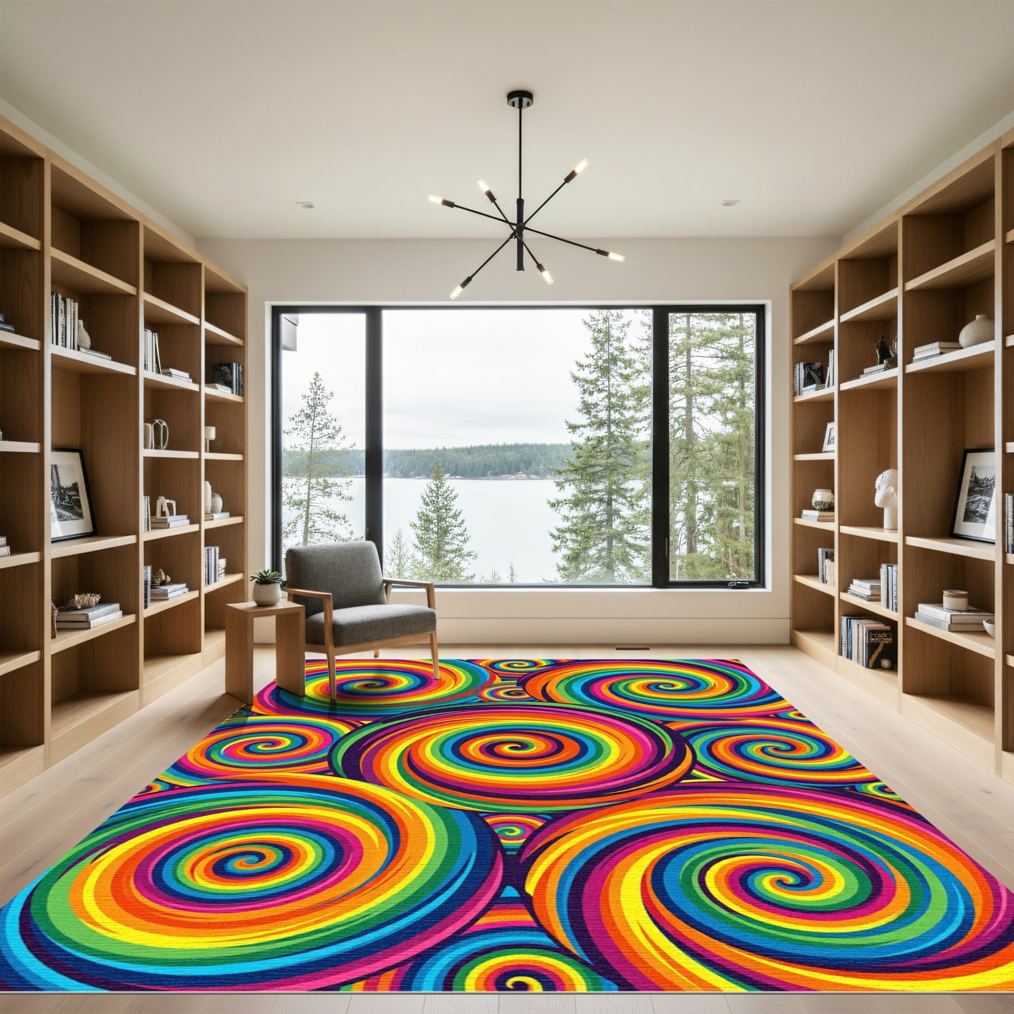Vibrant Multi Color Radiant Swirl Rug