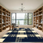 Bold Navy and Cream Gingham Check Rug