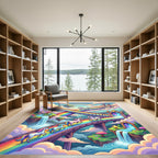 Whimsical Rainbow Unicorn Cloud Fantasy World Rug