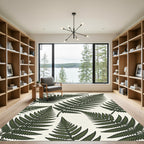 Deep Forest Green Fern Fronds Rug