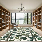 Earthy Green Ivy Trellis Botanical Rug