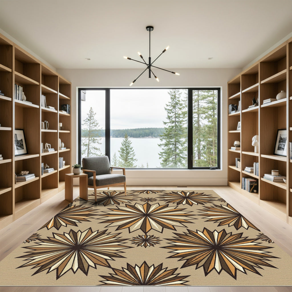 Retro Starburst Brown Multi Tone Rug