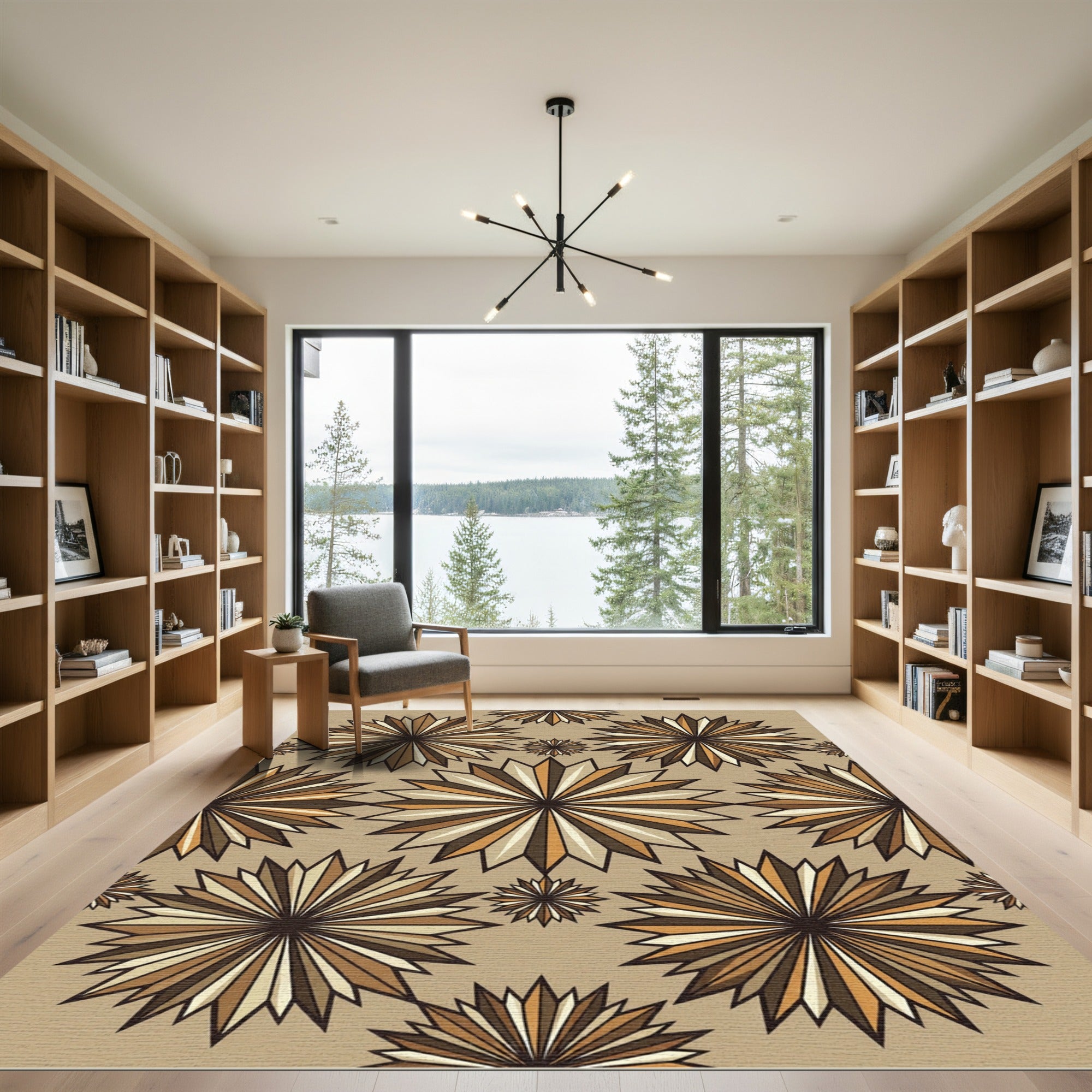 Retro Starburst Brown Multi Tone Rug