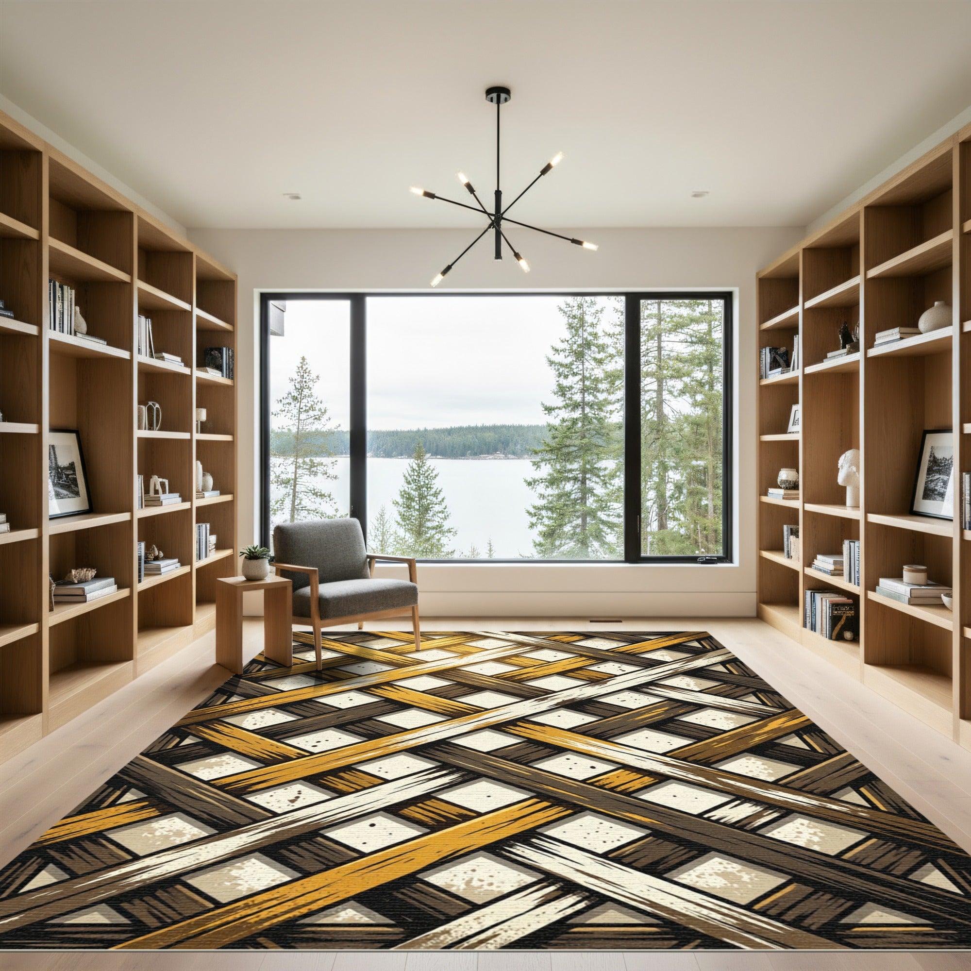 Natural Woven Wood Texture Rug