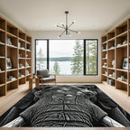 Striking Monochrome Geometric Elephant Portrait Rug