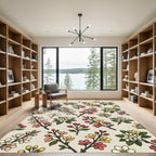 Pink Yellow White Floral Branches Rug