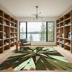 Distressed Army Green Compass Star Rug
