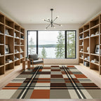 Modern Earthy Tonal Plaid Check Rug