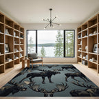 Dark Moose Portrait Repeating Pattern Rug
