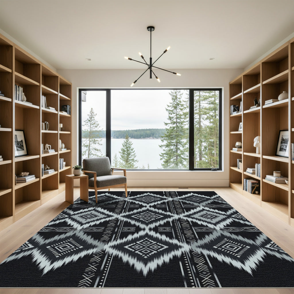 Monochrome Diamond Ethnic Geometric Rug