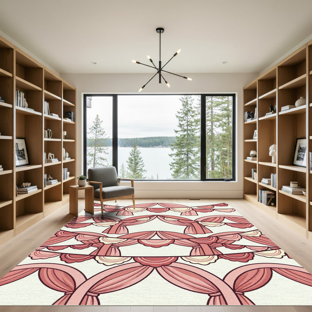 Soft Rose Draped Swag Curtain Backdrop Rug