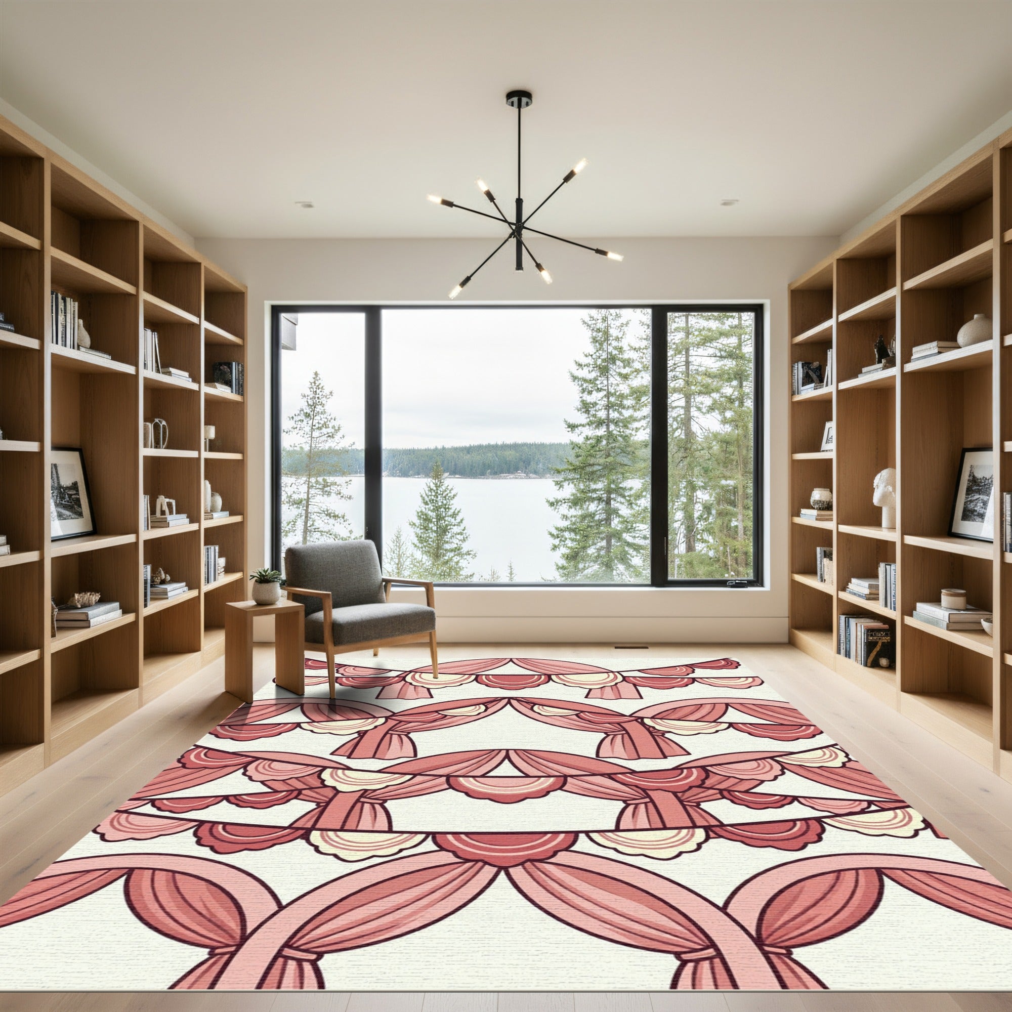 Soft Rose Draped Swag Curtain Backdrop Rug