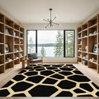 Black Gold Giraffe Spot Geometric Rug