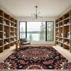 Crimson Cream Mandala Paisley Blend Rug