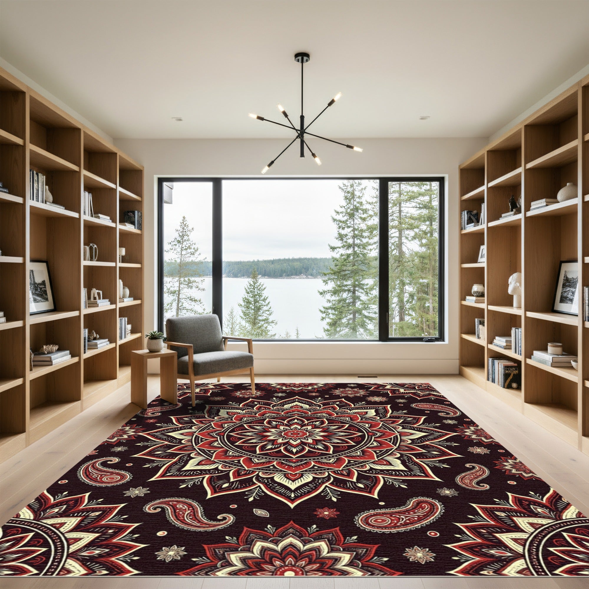 Crimson Cream Mandala Paisley Blend Rug